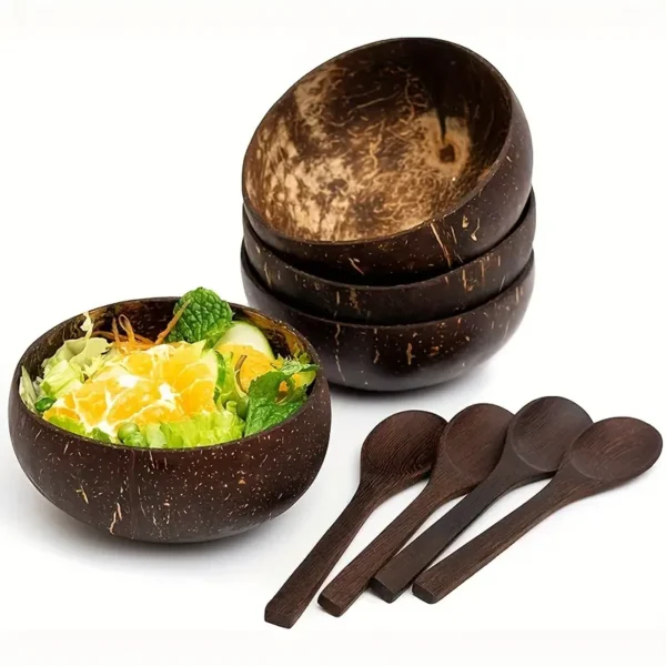 4pcs Coconut Bowls And Spoon Set