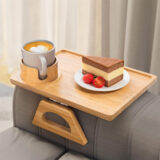 rectangle solid bamboo sofa arm tray table